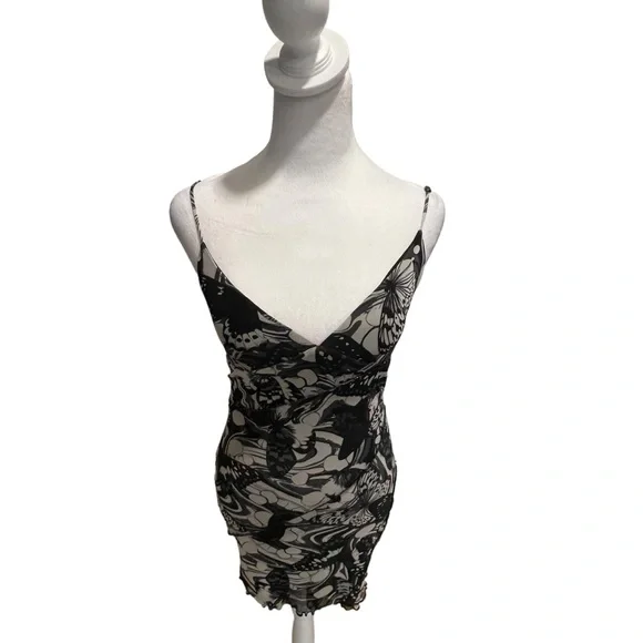 GARAGE. Sz XS. Gray/Black Spaghetti Strap form fitting dress. - Picture 8 of 13